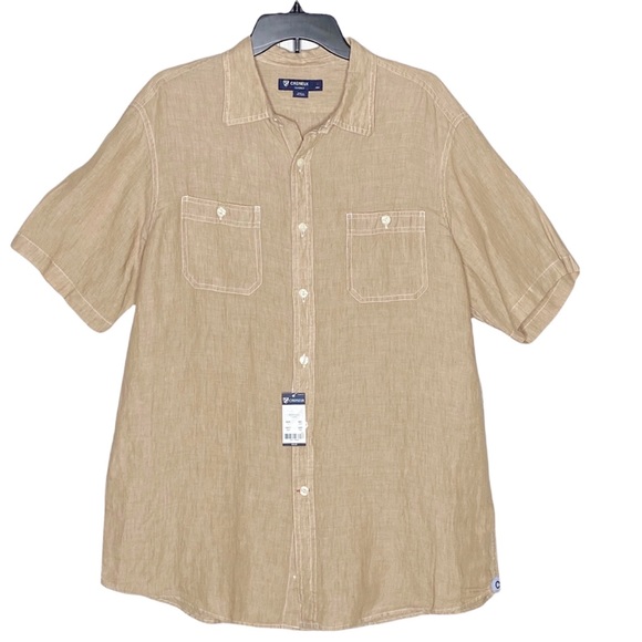 Daniel Cremieux Other - Cremieux Classics tan men’s linen short sleeve button down shirt size large NWT